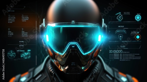 Cyberspace Virtual reality in HUD, GUI style. Hud,GUI for game background design. Technology background. Digital data. Generative AI