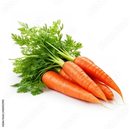 Carrot vegetable with leaves isolated on white background