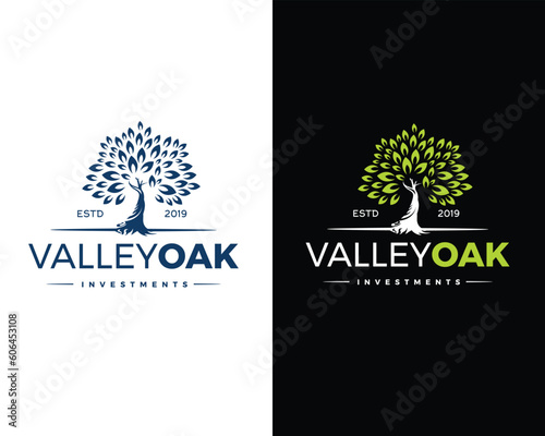 Simple and clean tree based logo design for family management, finance, banking, growth, and investment industry.