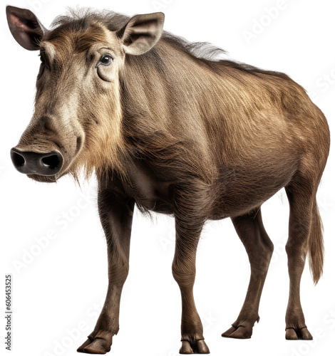 African warthog isolated on a white background as transparent PNG, generative AI photo