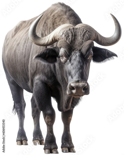 African water buffalo isolated on a transparent or white background as PNG  generative AI animal