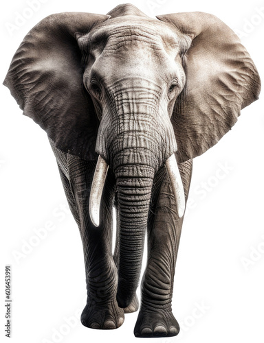 African elephant isolated on a white background  generative AI animal