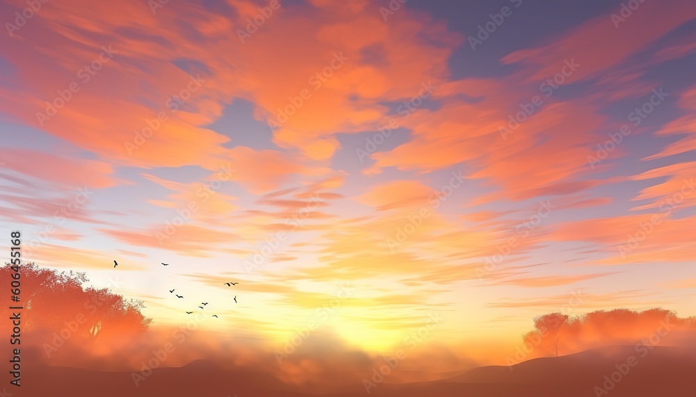Season concept: Sky autumn sunrise background, generate ai