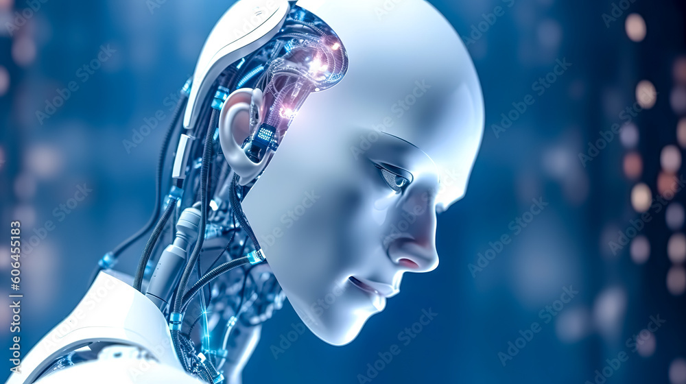 robot with artificial intelligence, banner, made with Generative AI robot with artificial intelligence, banner, made with Generative AI