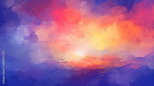 abstract watercolor background sunset sky orange purple - abstract background with clouds, Generative AI