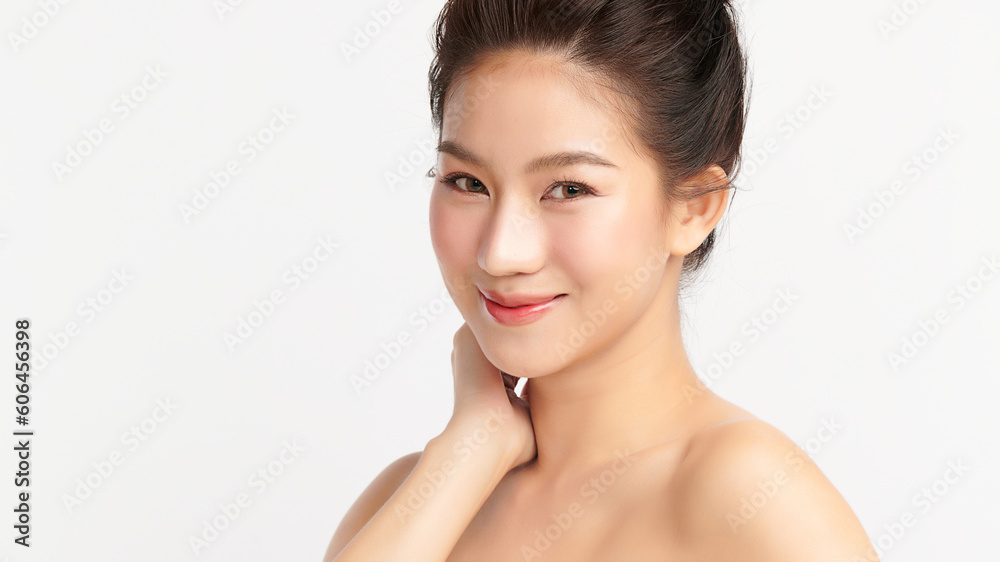 Beautiful young asian woman with clean fresh skin on white background, Face care, Facial treatment, Cosmetology, beauty and spa, Asian women portrait. Beautiful young asian woman with clean fresh skin on white background, Face care, Facial treatment, Cosmetology, beauty and spa, Asian women portrait.