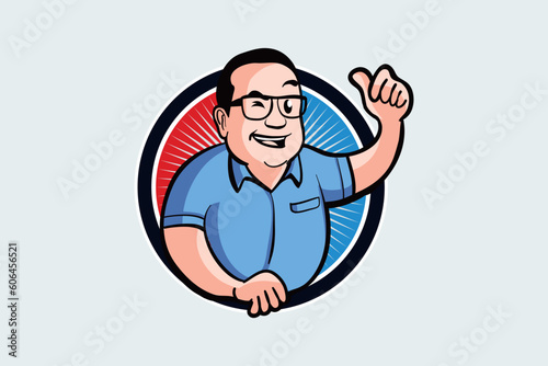 Happy Retro Guy blue and red