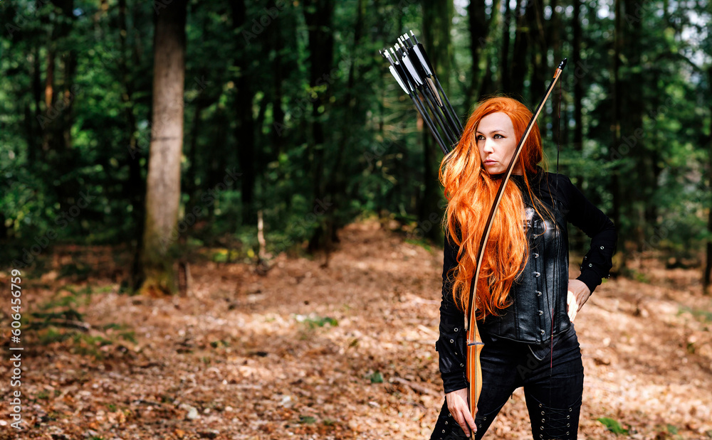 Fototapeta premium Warrior woman with hunting bow