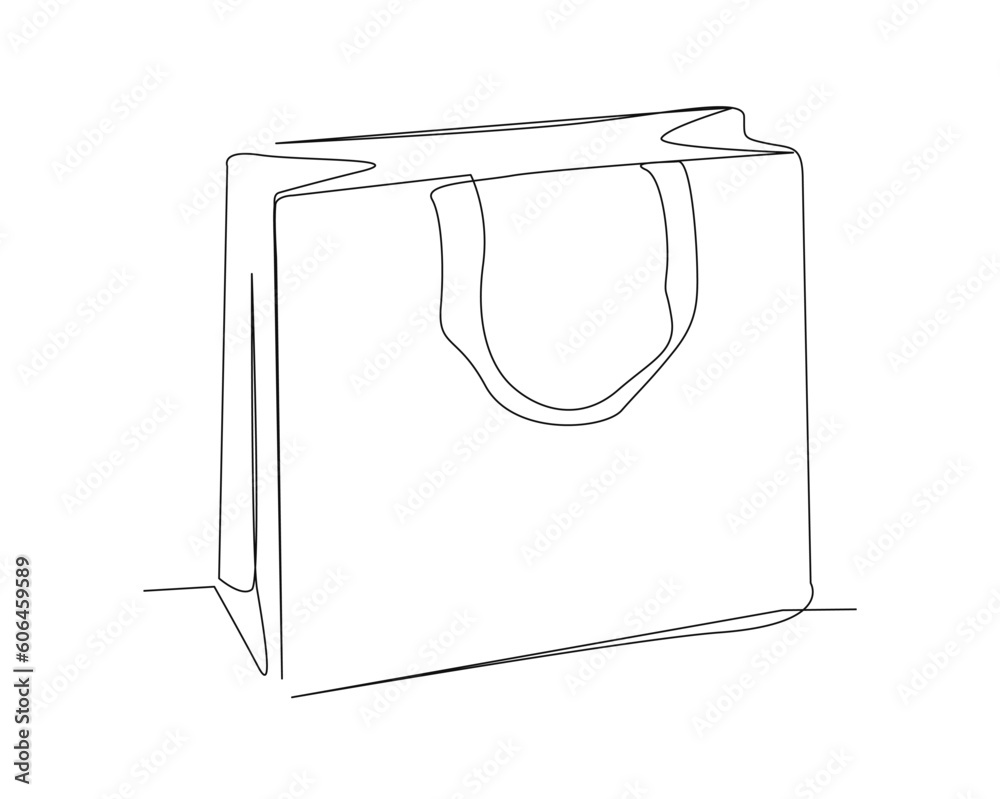 Continuous one line drawing of Shopping bag. Paper bags line art vector