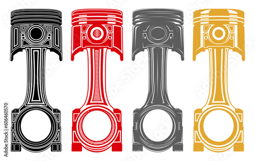 Set collection piston icon symbol. automotive engine vector Illustration