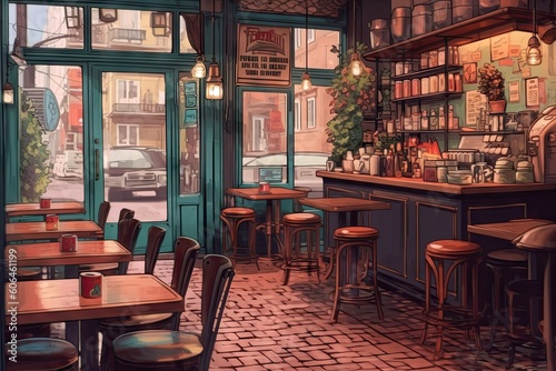 Vintage Anime Vibes: Immerse Yourself in a Cute and Cozy Café in Amsterdam on a Rainy Day © pandu