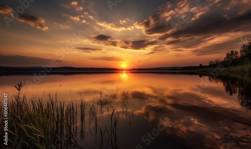 sunset on the lake HD 8K wallpaper Stock Photography Photo Image