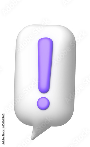 3d bubble speak with exclamation mark