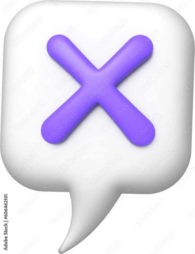 Obraz premium 3d speech bubble with wrong mark