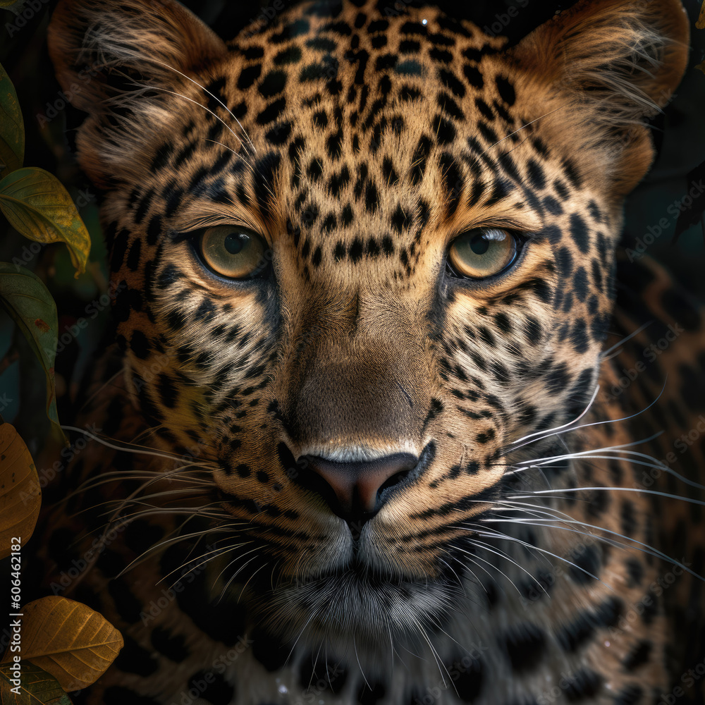 Fototapeta premium Portrait of a leopard close up portrait