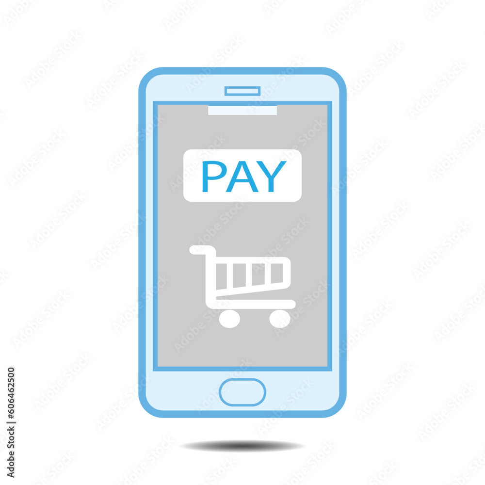 futuristic digital processing Mobile payment concept. Smartphone with shopping cart icon. Vector illustration, digital programs cyber futuristic applications.