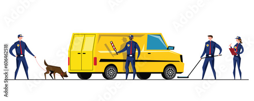VECTOR EPS10 - security team searching something wrong from van.
