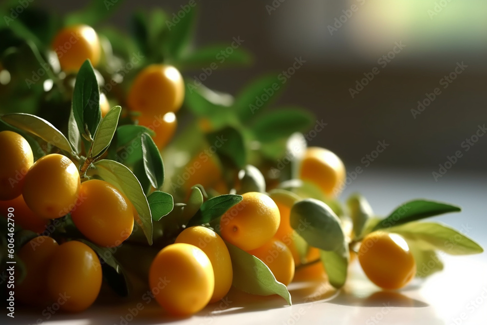 Fresh Orange Citrus Fruit with Green Leaves. Generative ai Fresh Orange Citrus Fruit with Green Leaves. Generative ai