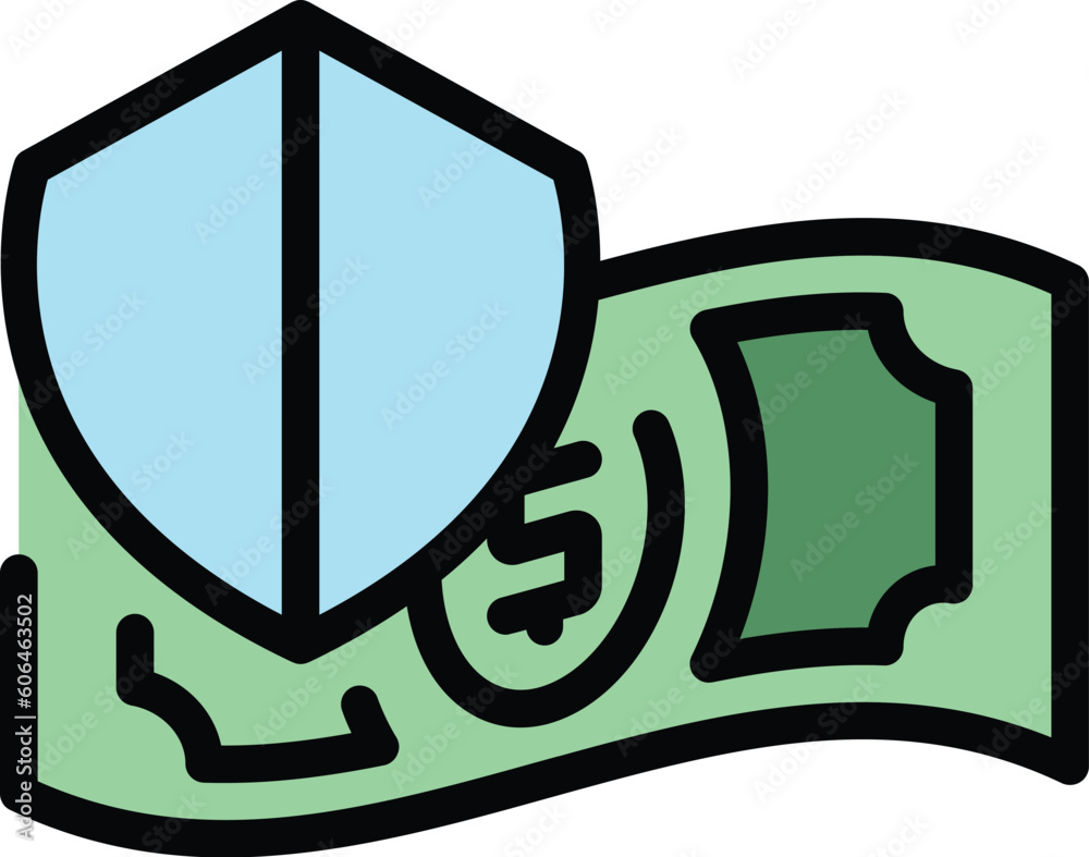Dollar shield icon. Outline Dollar shield vector icon for web design isolated on white background color flat Dollar shield icon. Outline Dollar shield vector icon for web design isolated on white background color flat