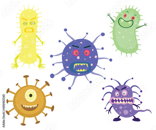 bacteria set vector illustration cartoon design