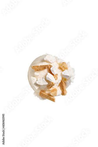 a ball of ice cream with cookies on a white background