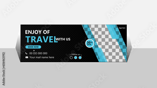 ravel Facebook Cover Facebook cover Design In Vector Illustrator Template for ads Travel social media Facebook cover, web banner Travel social media Banner Design.