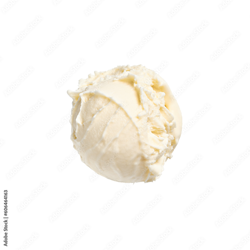 scoop of ice cream with raspberries on a white background scoop of ice cream with raspberries on a white background