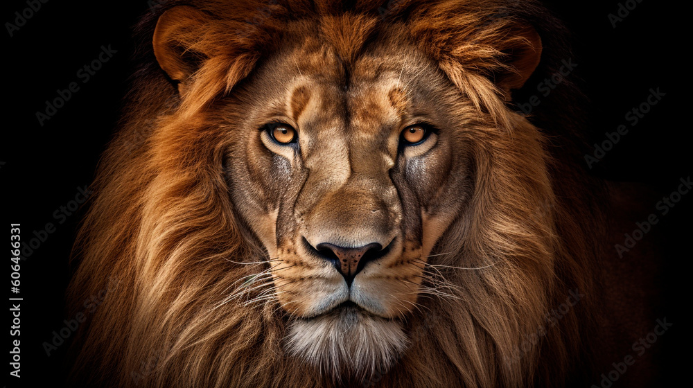lion head portrait. Generative Ai. 