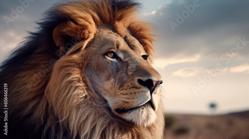 portrait of a lion. Generative Ai.  © PETR BABKIN
