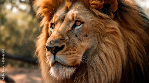 close up portrait of a lion. Generative Ai.  © PETR BABKIN