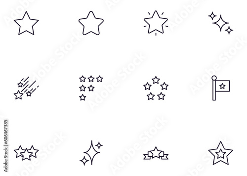 Collection of modern star outline icons. Set of modern illustrations for mobile apps  web sites  flyers  banners etc isolated on white background. Premium quality signs.