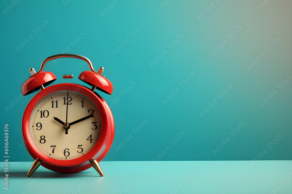 Retro Red Alarm Clock on the Table. Time is Wasting or Late for Work Concept with Copy Space. Retro Red Alarm Clock on the Table. Time is Wasting or Late for Work Concept with Copy Space.