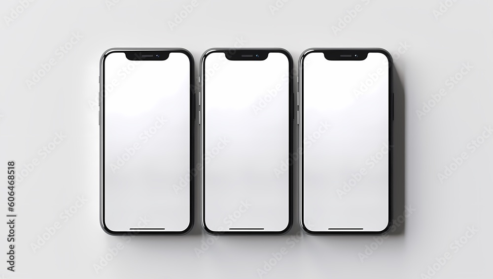 Mock-up smart phone empty screen front view on the white background. Generative ai. Mock-up smart phone empty screen front view on the white background. Generative ai.