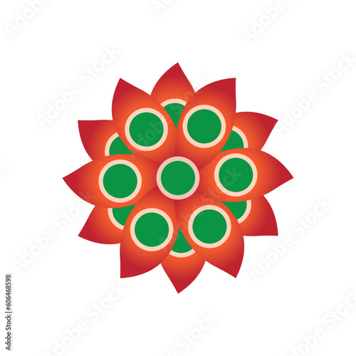 Traditional Asian colorful floral pattern Stained glass mosaic logo tile design inspiration