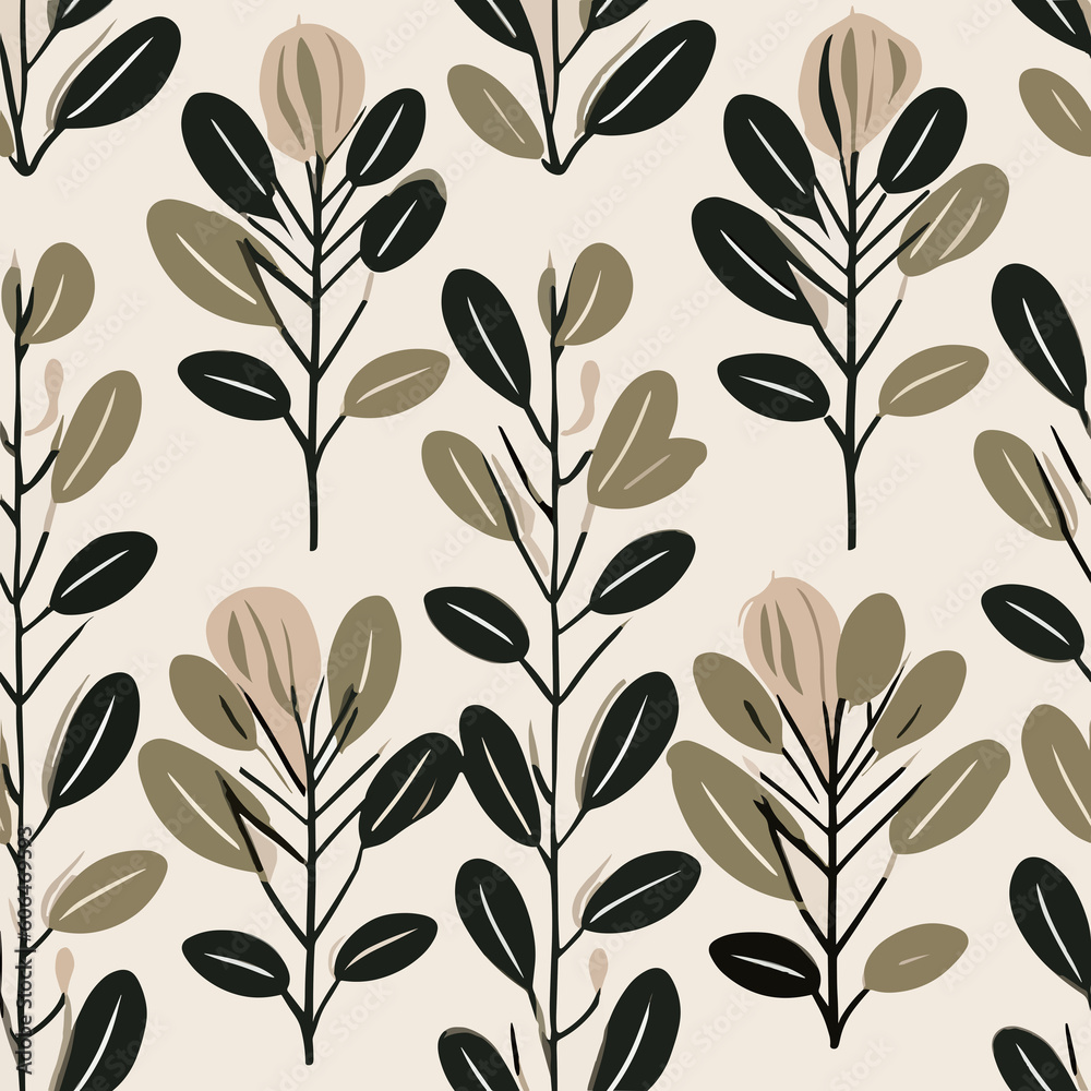 Leafy Serenity: Minimalistic Plant Pattern. Generative AI Leafy Serenity: Minimalistic Plant Pattern. Generative AI