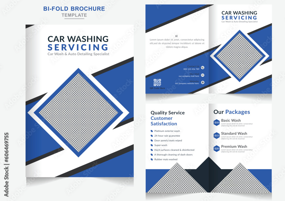 Car wash Bi-fold brochure cleaning service brochure design bifold brochure template