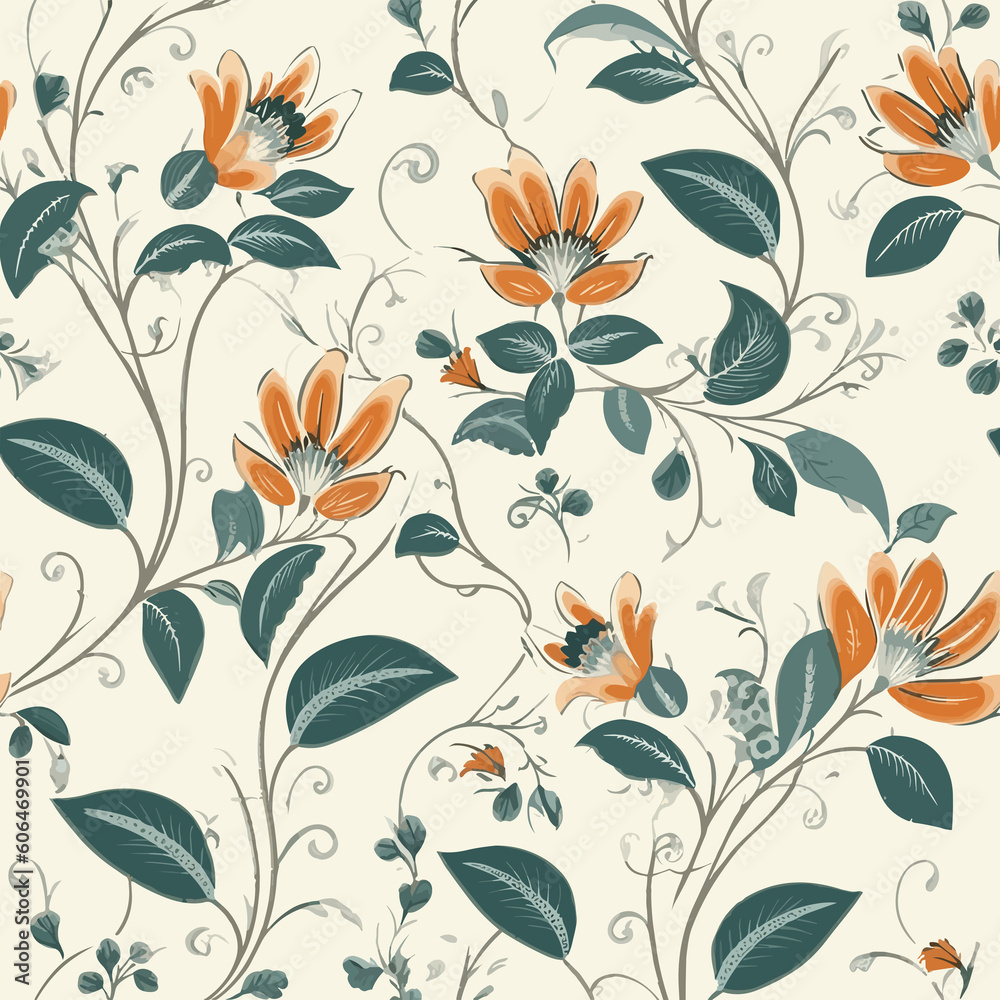 Fototapeta premium Simplicity in Bloom: Minimalistic Floral Pattern. Generative AI