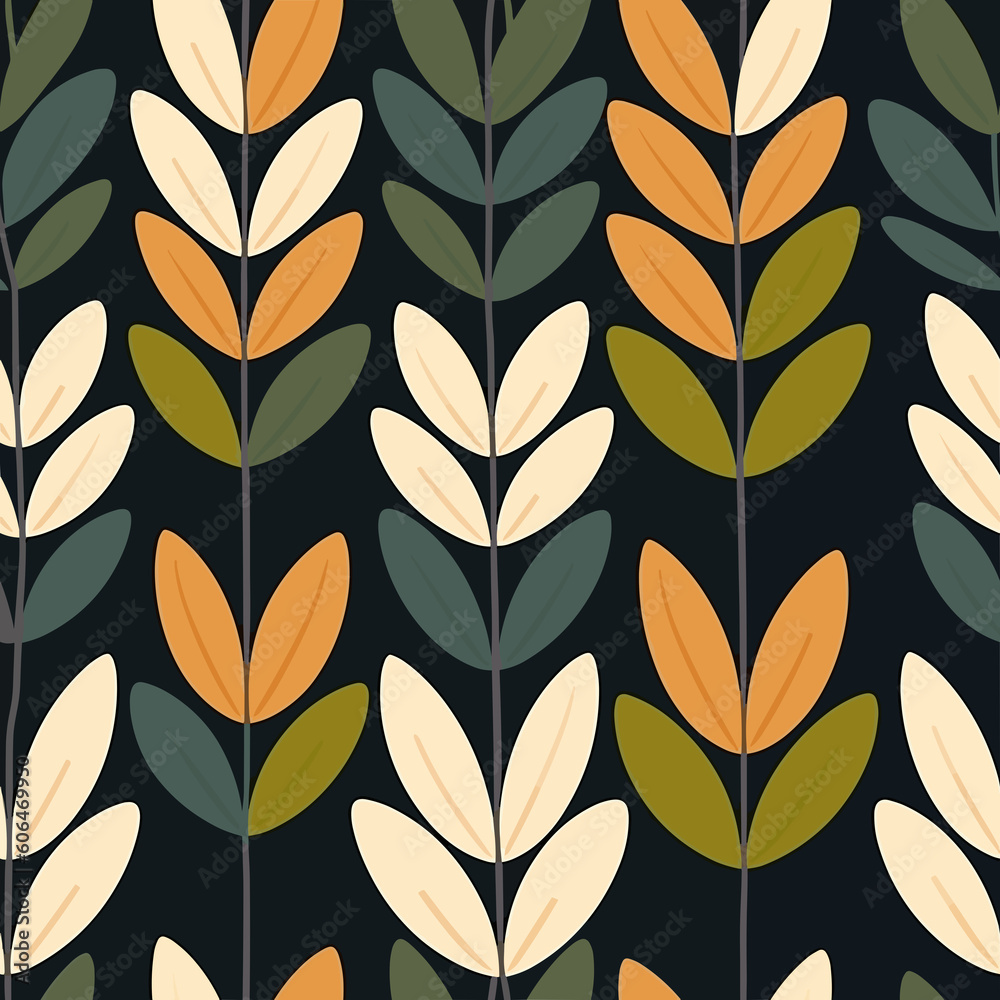 Leafy Serenity: Minimalistic Plant Pattern. Generative AI Leafy Serenity: Minimalistic Plant Pattern. Generative AI