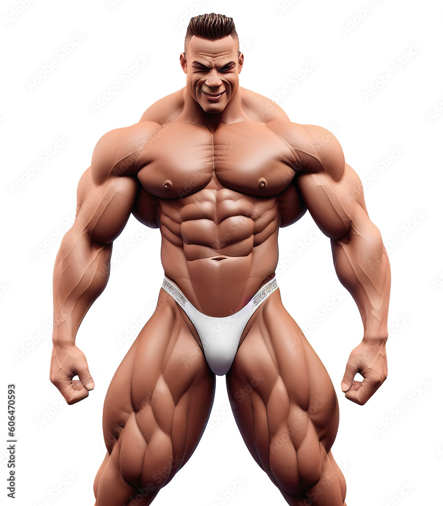 Sticker on a transparent background of a muscular bodybuilder created with Generative AI technology Sticker on a transparent background of a muscular bodybuilder created with Generative AI technology