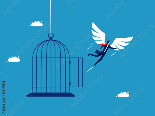 Freedom. Escape from the cage. business concept vector