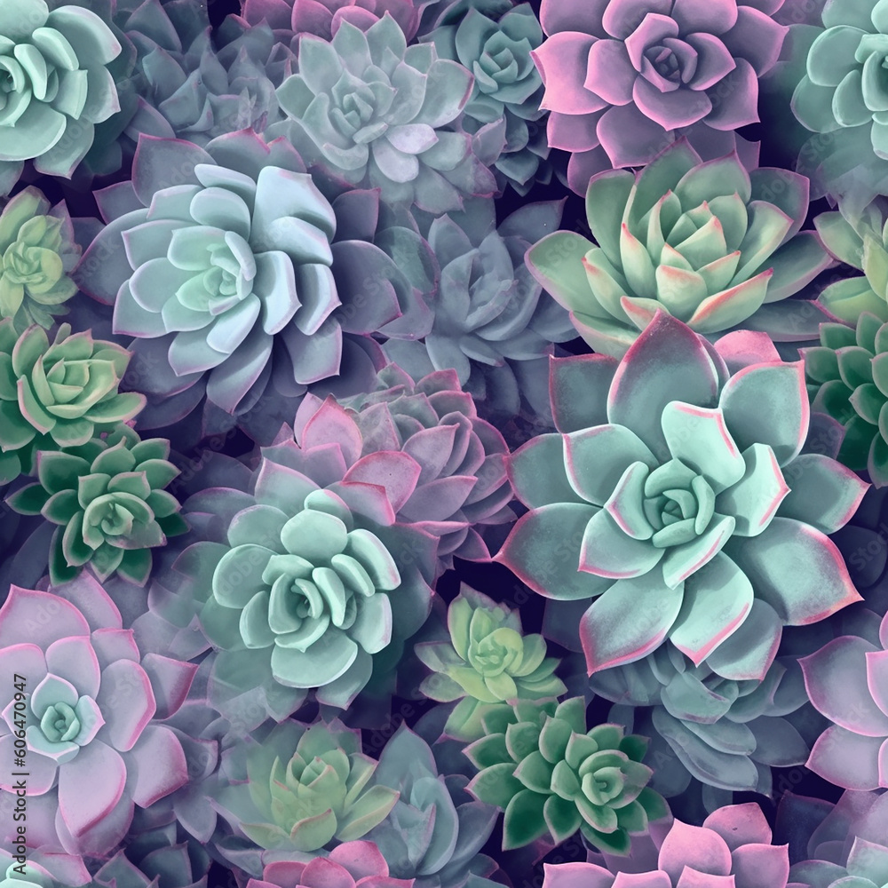 Succulent in pastel color - seamless pattern