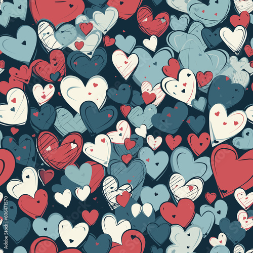 Heartfelt Affection: A Passionate Red Heart Pattern. Generative AI