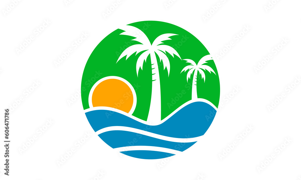 resort palm beach logo vector design