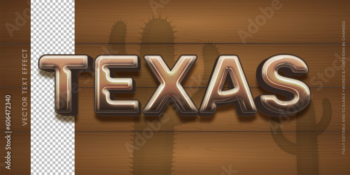 Vector texas text editable 3d style text tittle