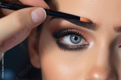 Woman having make up done by a professional make up artist. Close up image. 