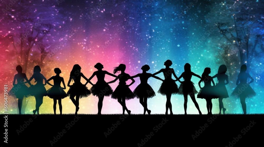 Silhouette of Ballerina dancing under the moonlight Silhouette of Ballerina dancing under the moonlight