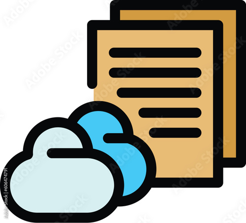 Content data cloud icon. Outline Content data cloud vector icon for web design isolated on white background color flat