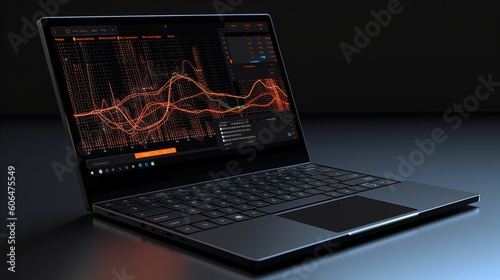 Laptop with analytical data. AI generative.