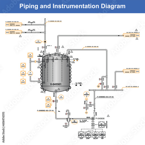 Vector Illustration for Piping and Instrumentation Diagram