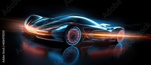 futuristic racing car at night, in the style of graffiti-inspired illustrations © Fotostockerspb